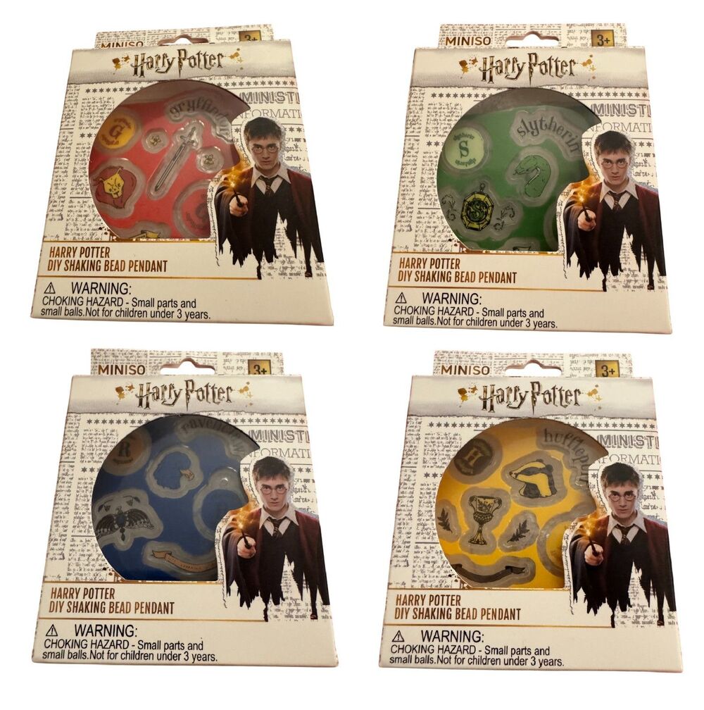 Miniso Harry Potter DIY Shaking Bead Pendant Set of 4 Hogwarts House